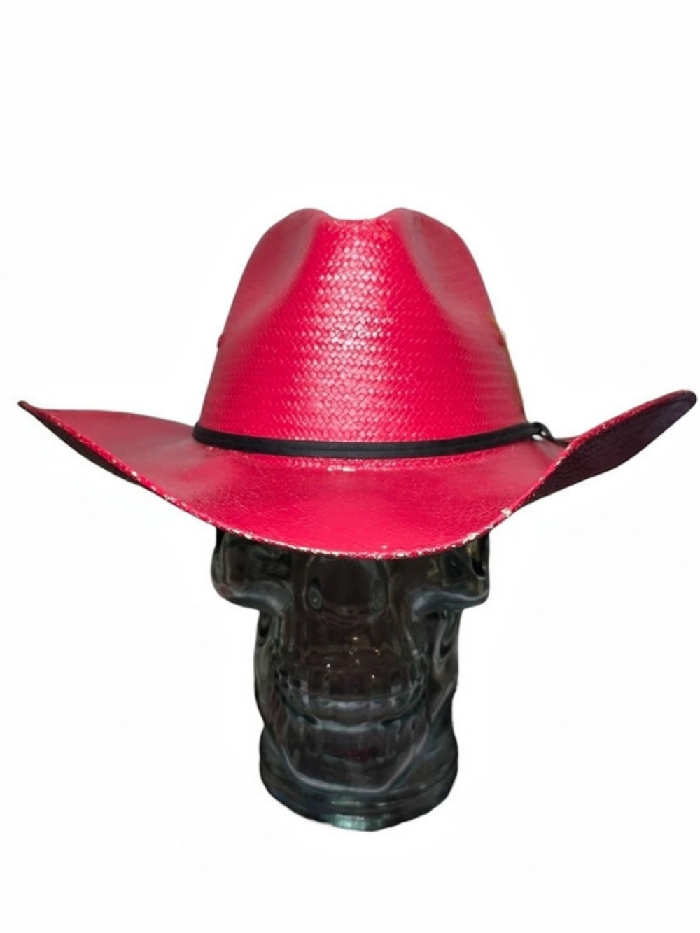 Resistol Red Straw Cowboy Hat Feather Band Woven Western Rodeo Country Size 7⅛"